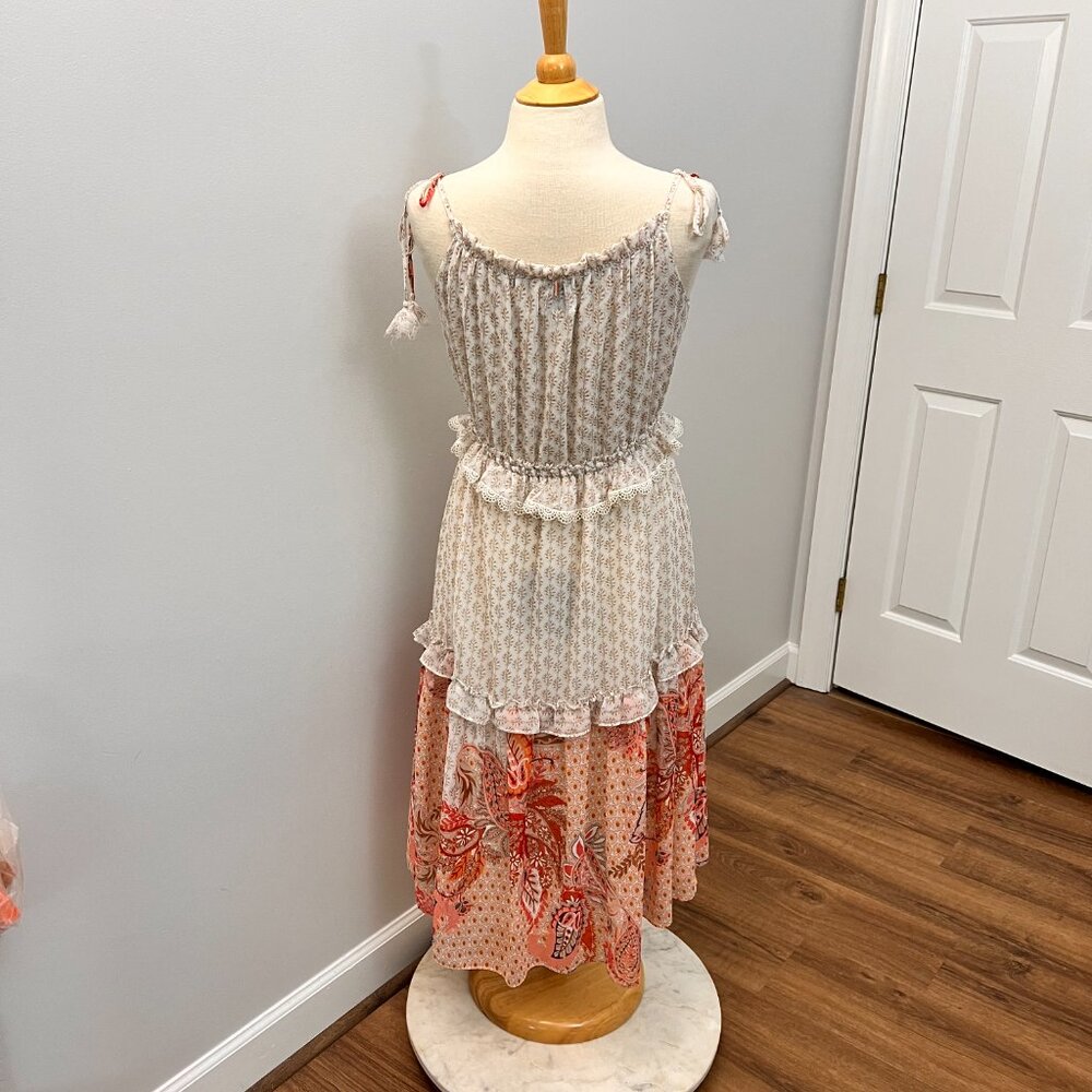 Misa Los Angeles Dionica Dress Paisley Tiered Summer Lace Sz L - Picture 13 of 15